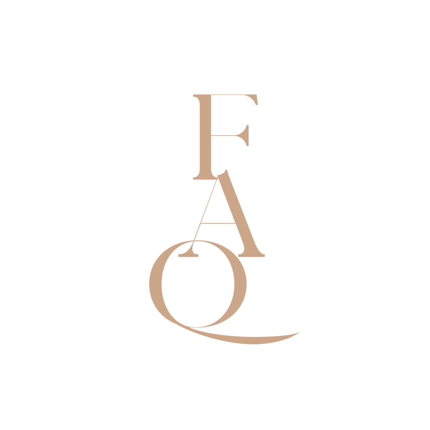 Elegant logo set design featuring stylized calligraphic letter F variations in muted beige tones.