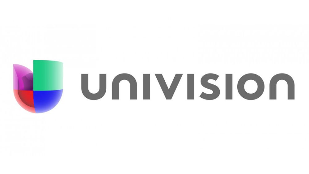 Colorful Univision network logo featuring multicolored abstract shapes and grey text.