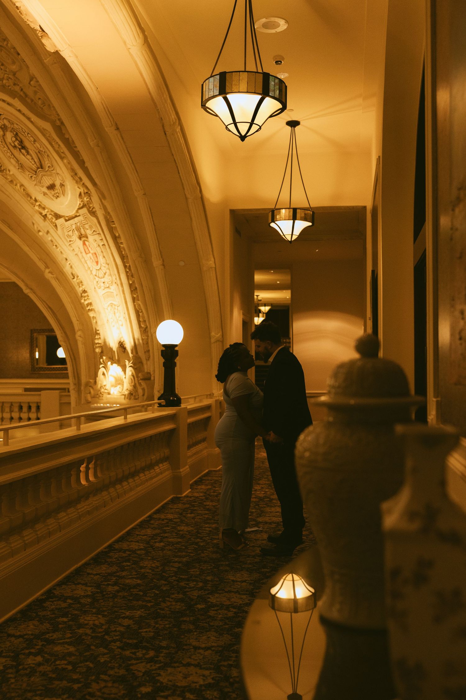 Moody couples photography at The Battle House Hotel in downtown Mobile Alabama