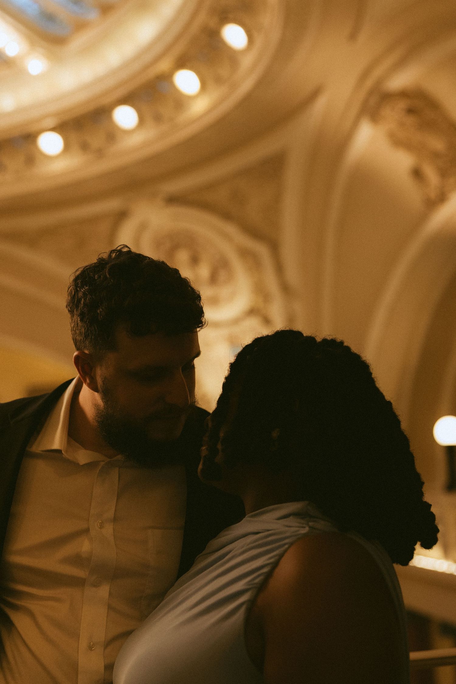 Moody couples photography at The Battle House Hotel in downtown Mobile Alabama