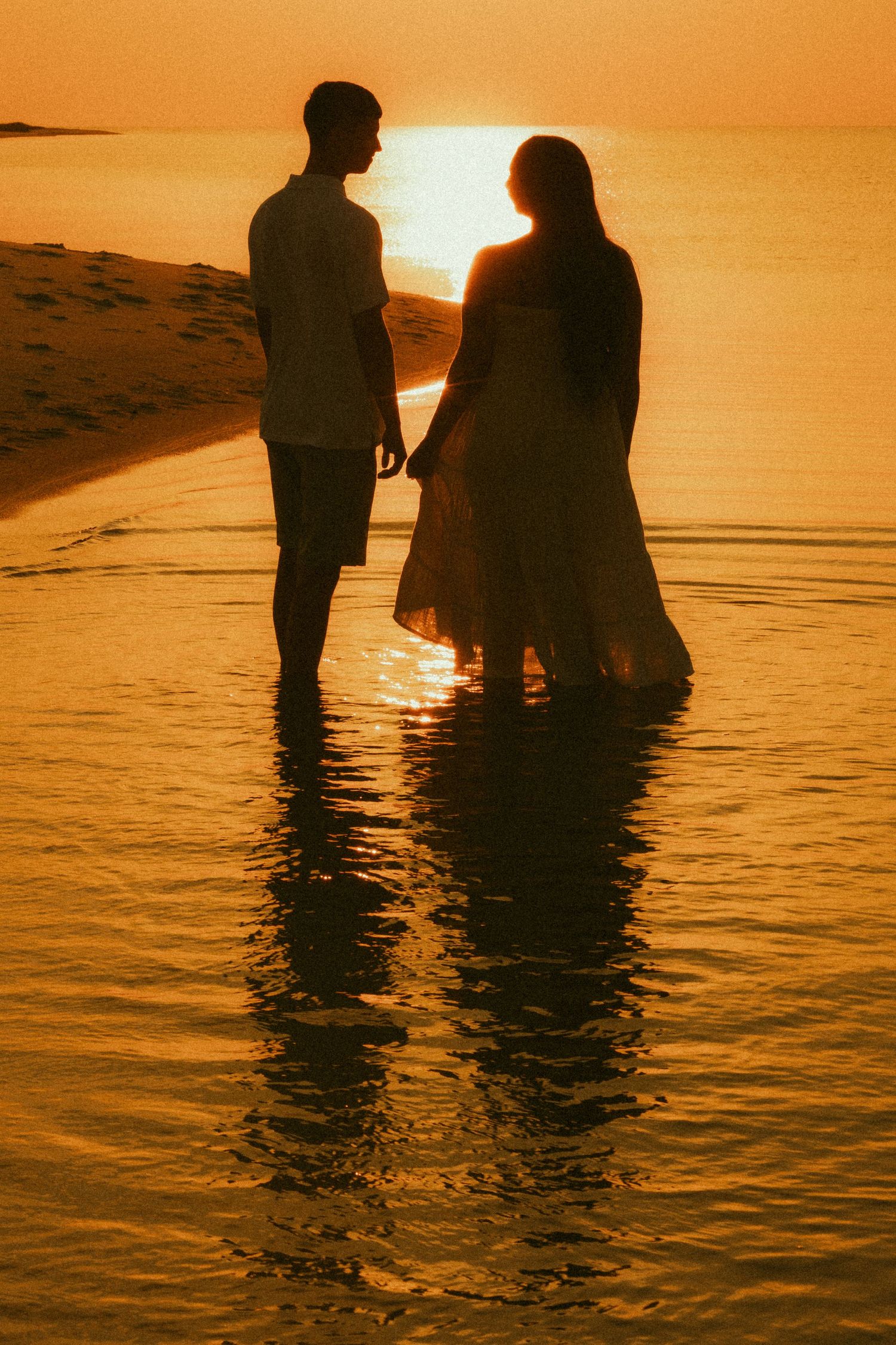 Dauphin Island, Alabama Photographer Sunset Cinematic Couples Session on the Gulf Coast Vintage Film Inspired Moody Coast West End Beach