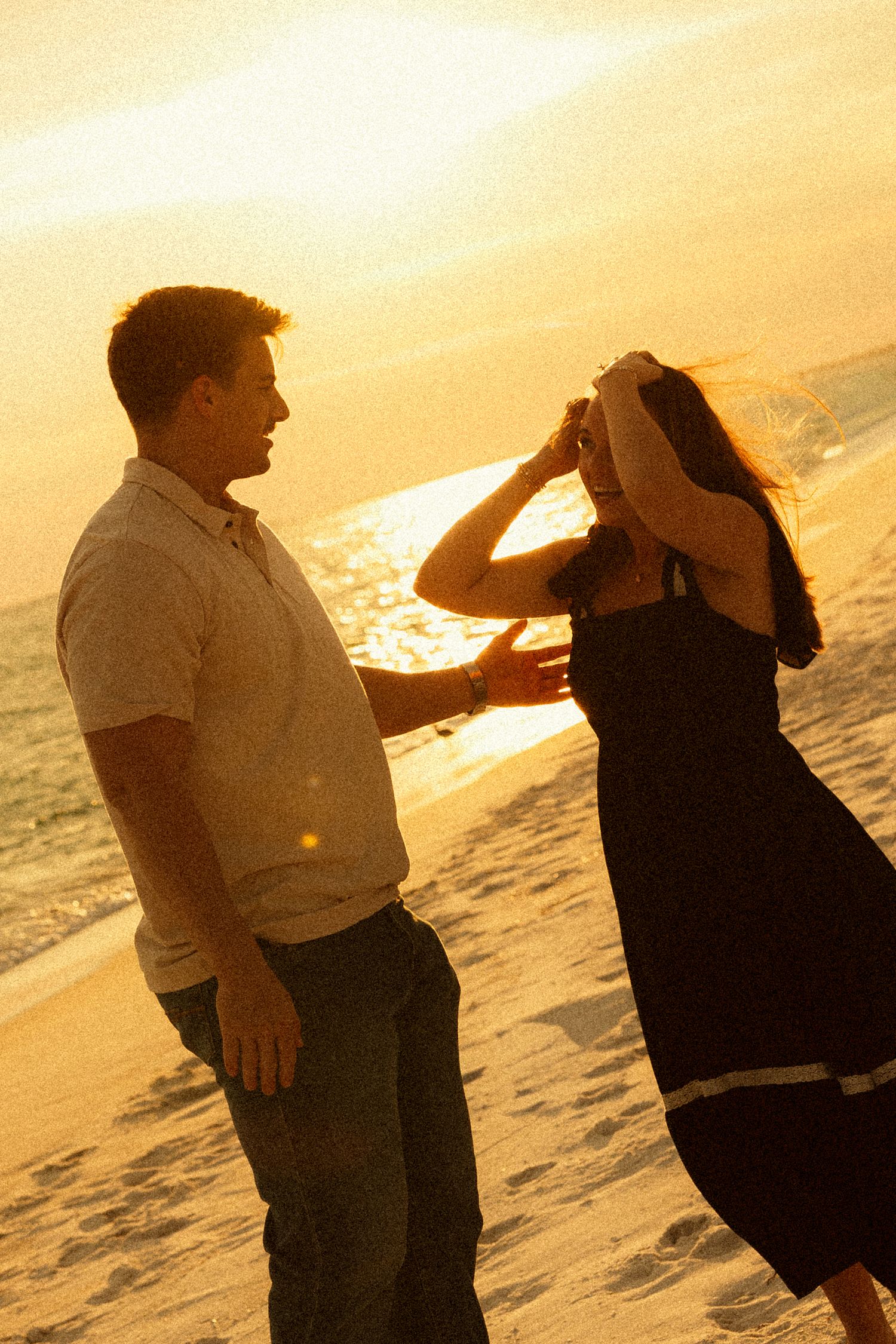 Fort Pickens Pensacola Photographer Florida Couples Proposal Cinematic Photographer on the Gulf Coast Sunset Photos