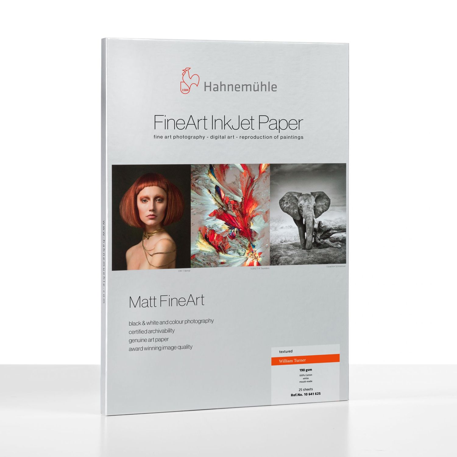 Hahnemuhle FineArt Inkjet Paper Matt FineArt package with portrait and wildlife photography samples.