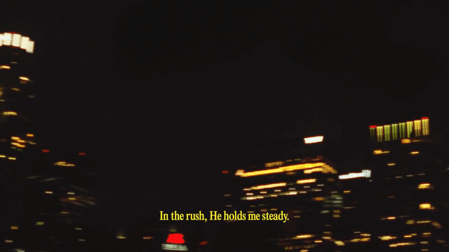 Cinematic night city footage of Los Angeles with text overlay created for a church creative campaign