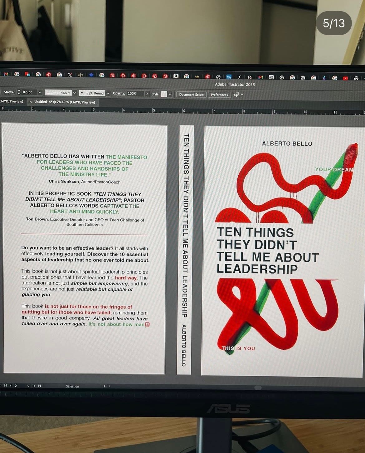 Book cover design and creative development for 10 Things They Didn't Tell Me About Leadership by Alberto Bello, designed by Arketype Studio