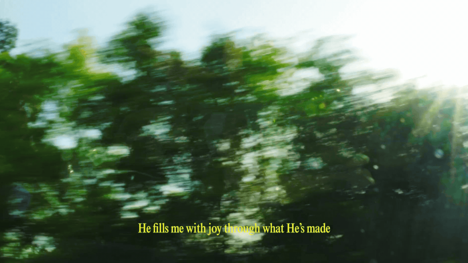 Cinematic moving landscape footage with palm trees and text overlay for a church creative campaign
