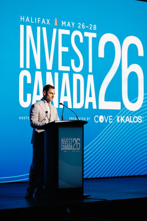 Speaker on the Invest Canada conference stage