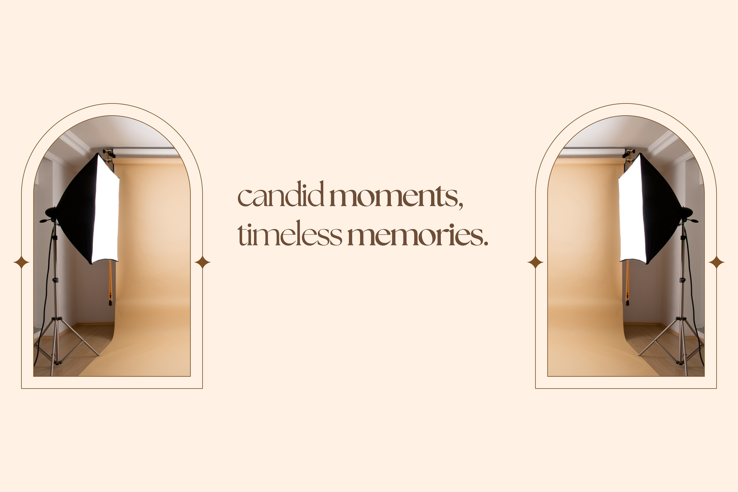 Archeva studio-style photo booth setup with softbox lighting and retro arched design for candid moments and timeless memories.