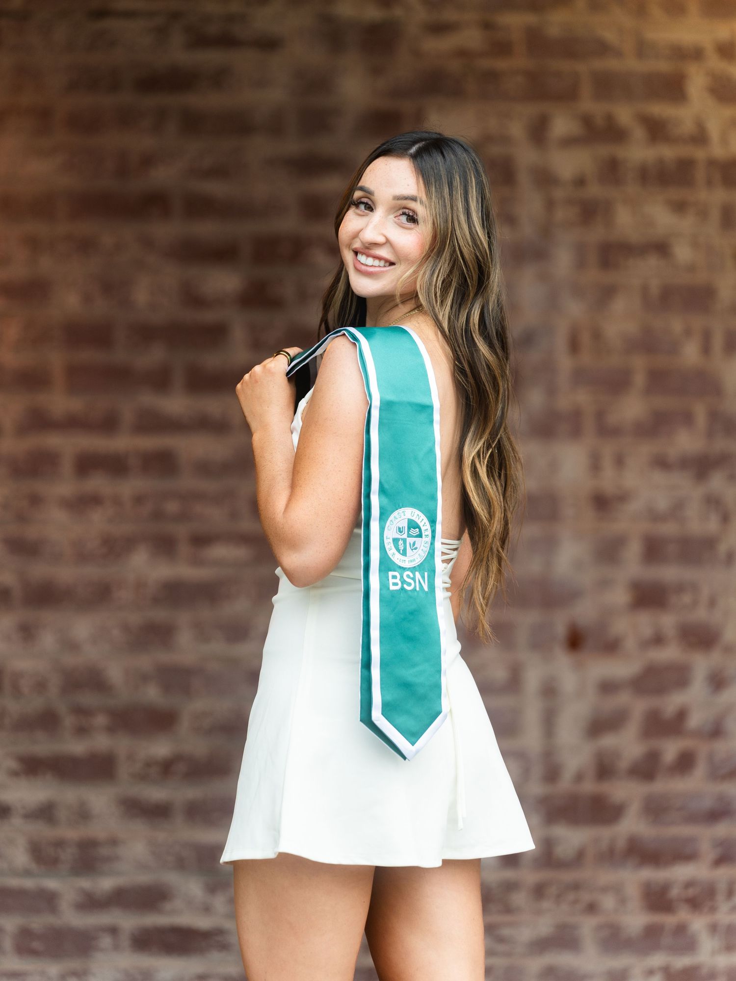 Pasadena City Hall Graduation photoshoot in white dress
