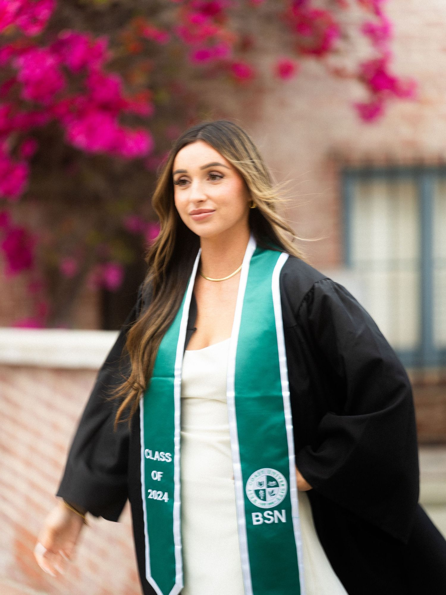 Pasadena City Hall Graduation photoshoot in white dress