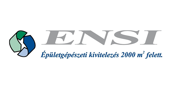 ENSI company logo featuring gray text and blue-green circular design element.