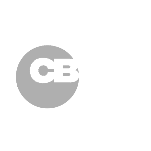 Gray CBS logo icon on white background.
