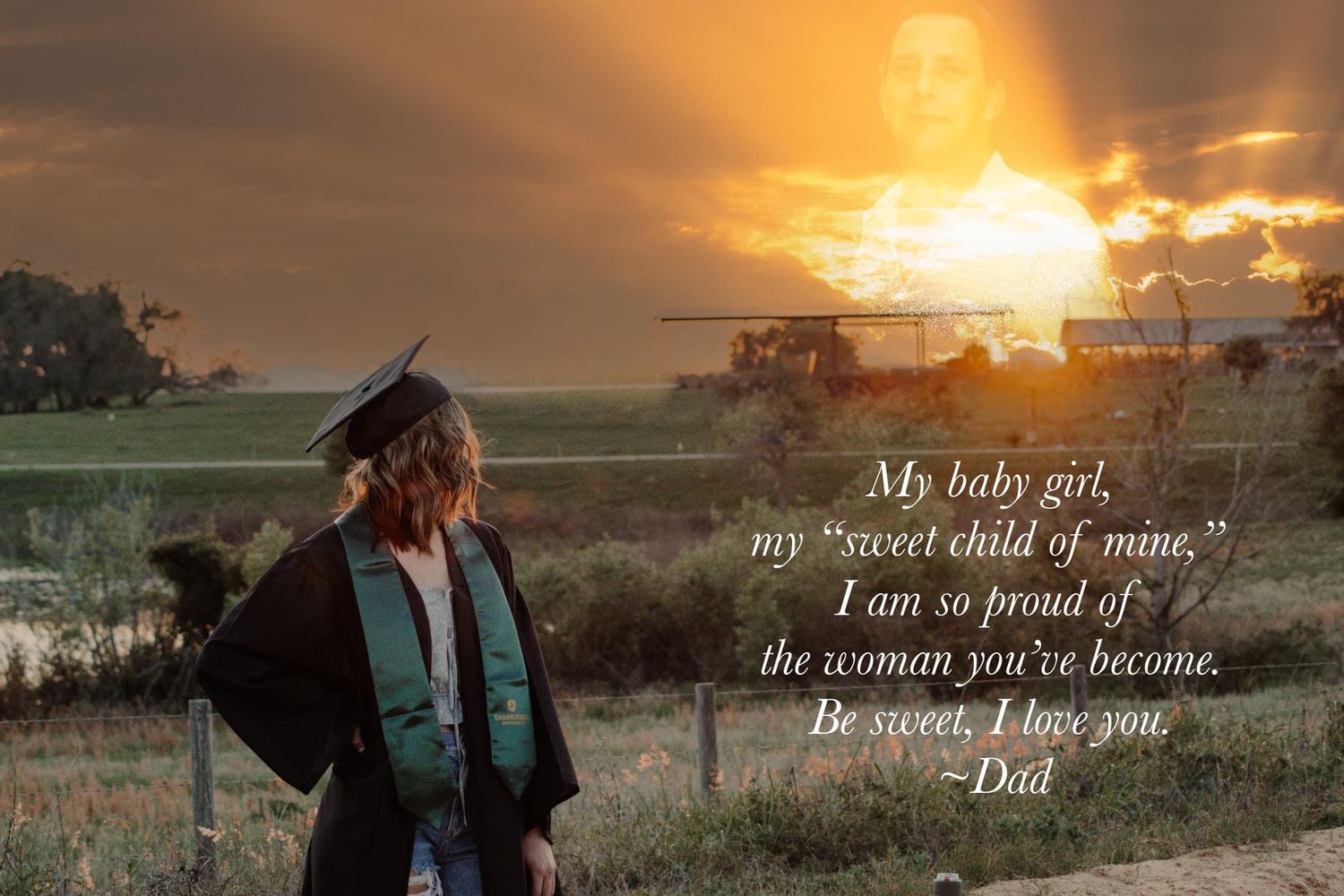 Graduation portraits – Photoshop memorial piece; special order.