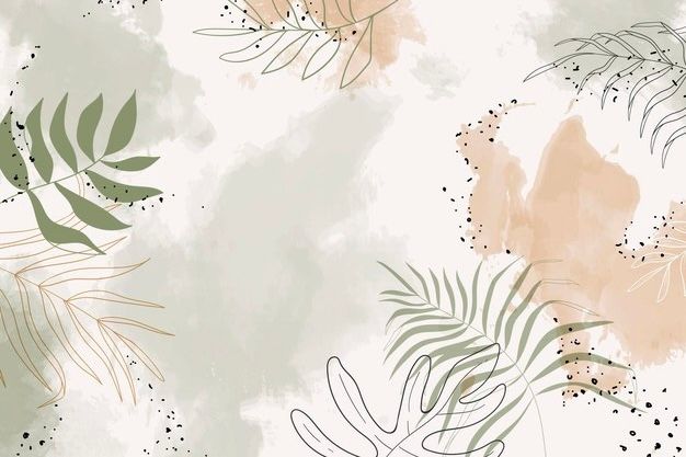 Abstract floral pattern with pink and green palm leaves on a light background.