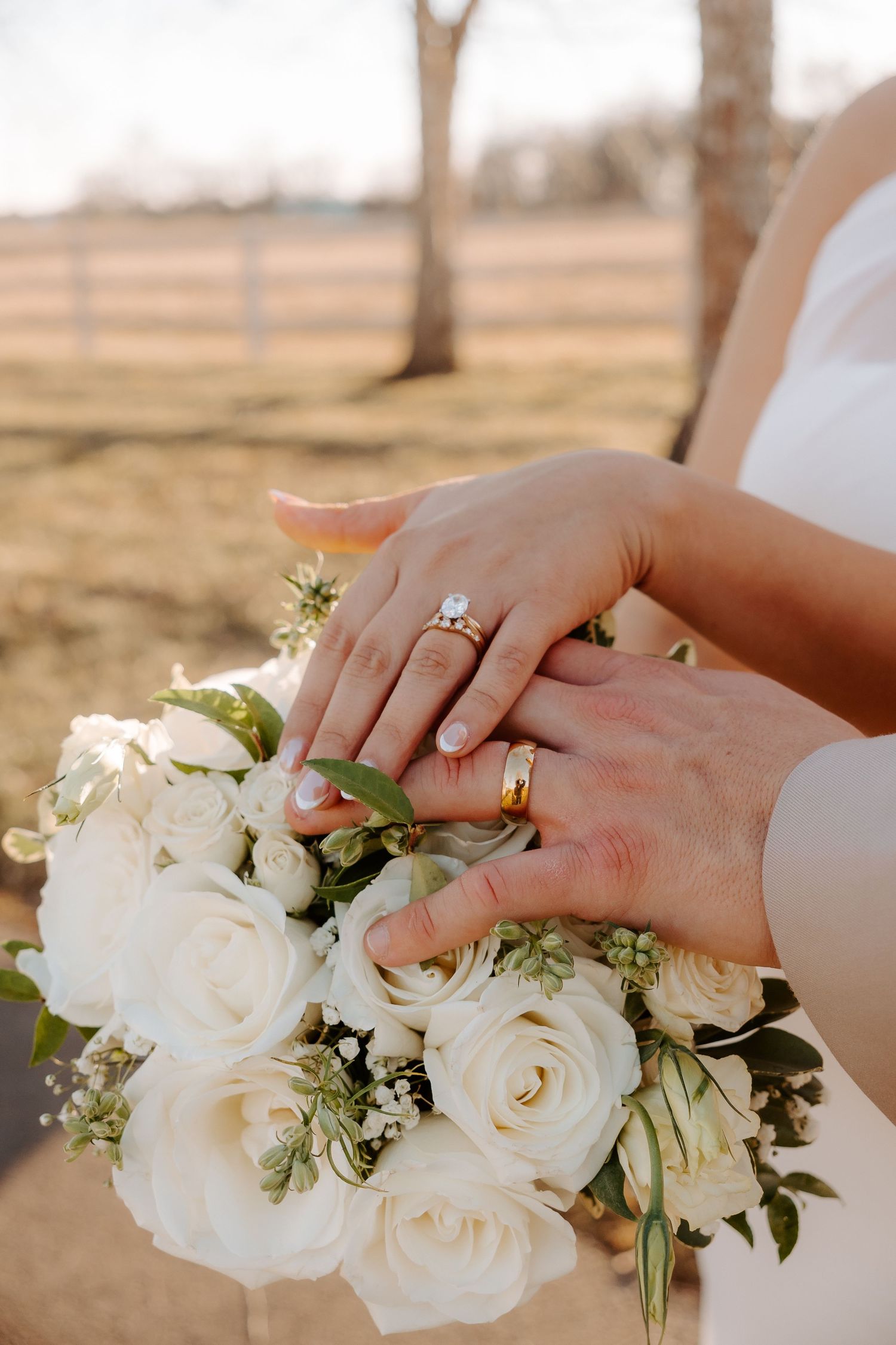 Newly Weds showing off their rings