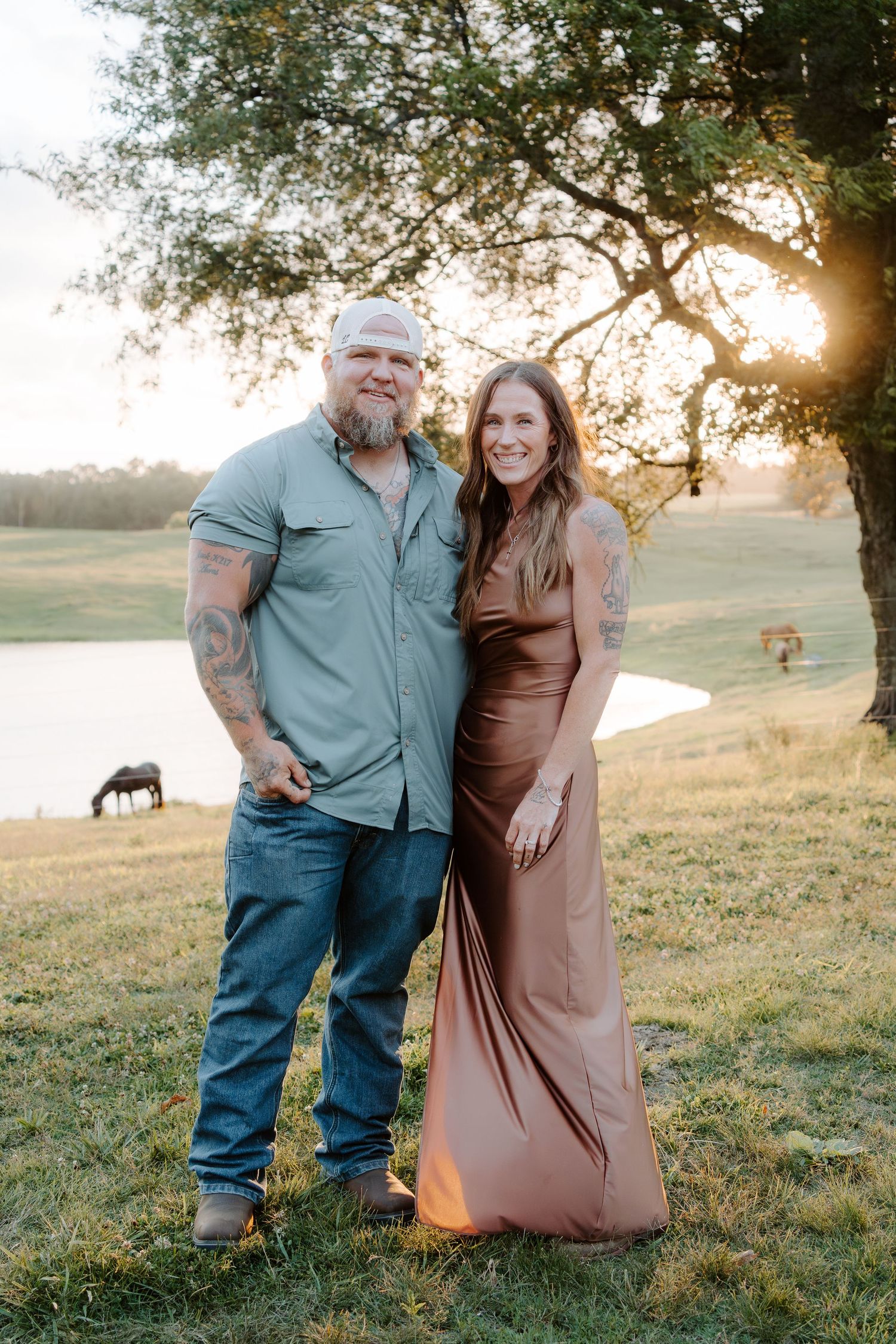 Husband and wife at golden hour