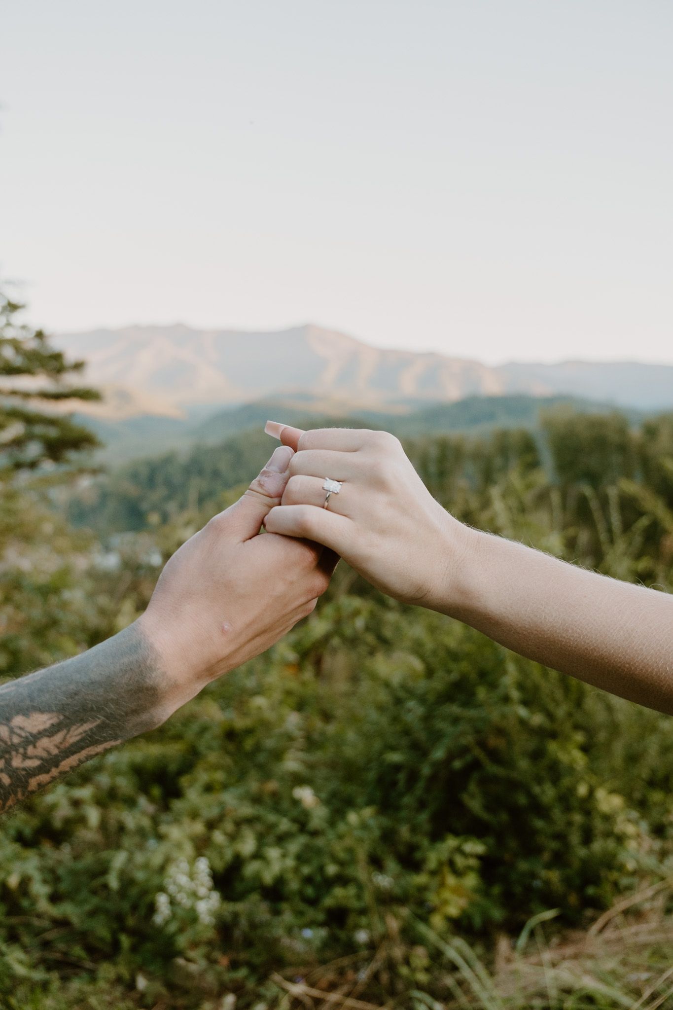 Engagement ring photo in the mountains