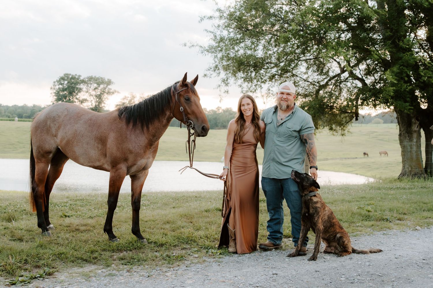 Husband and Wife with dog and horse