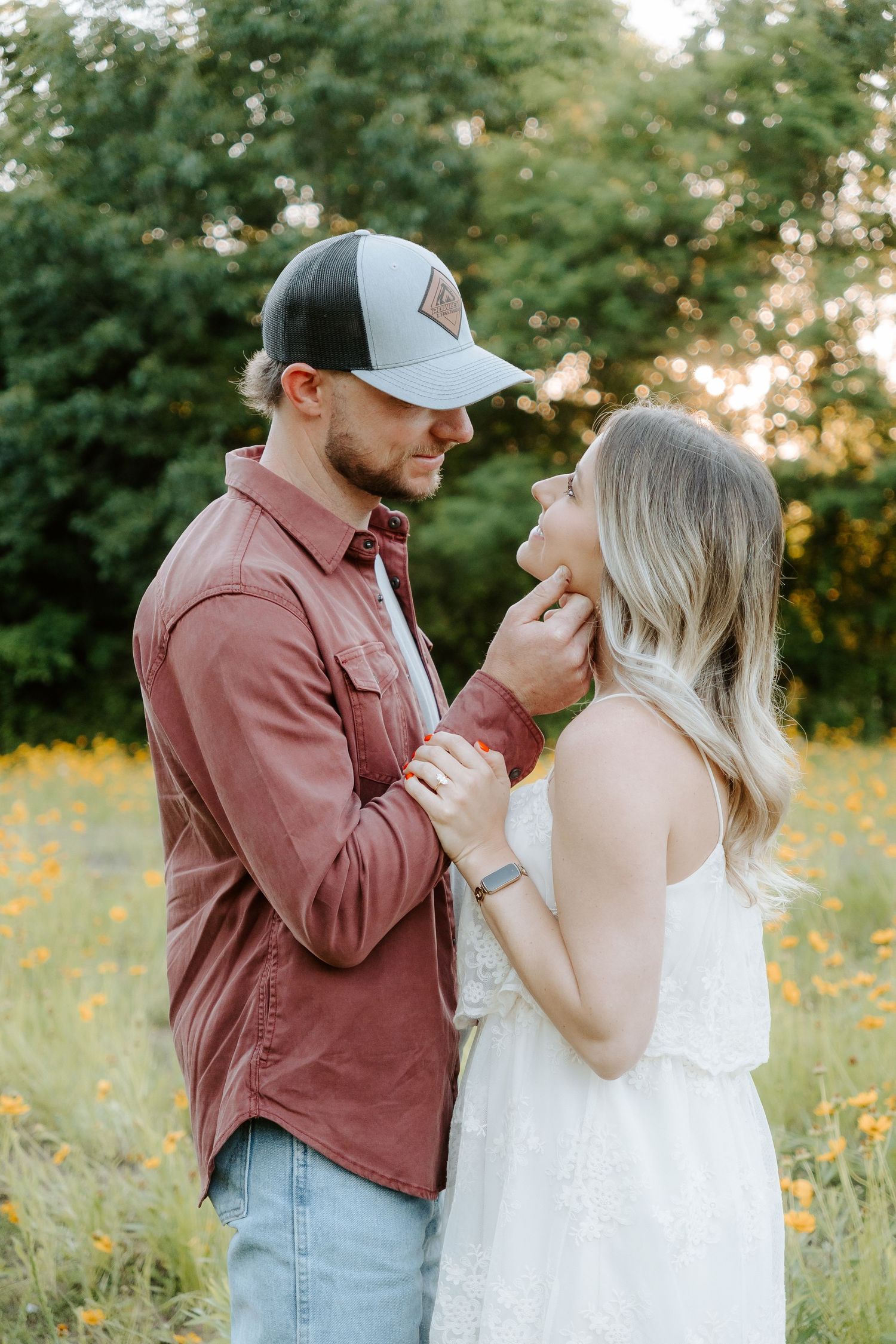 Man caressing wife's face