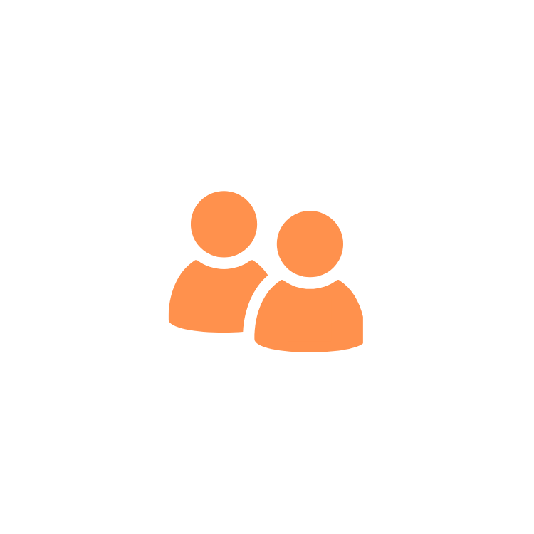Small orange silhouette icons of two people representing a group or community.