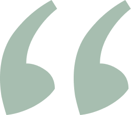 Sage green opening quotation marks icon on white background.