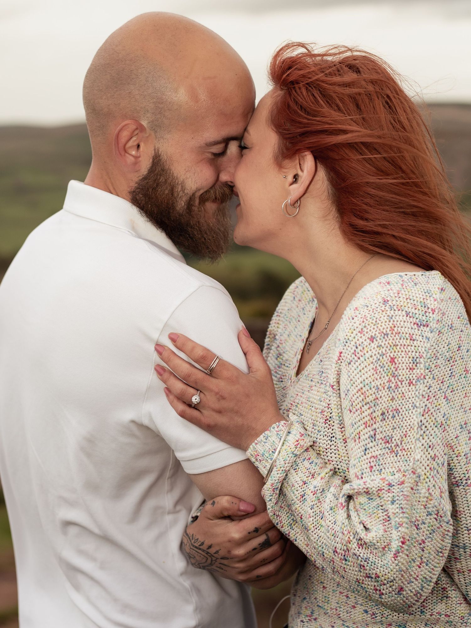 Romantic engagement session at sunset.