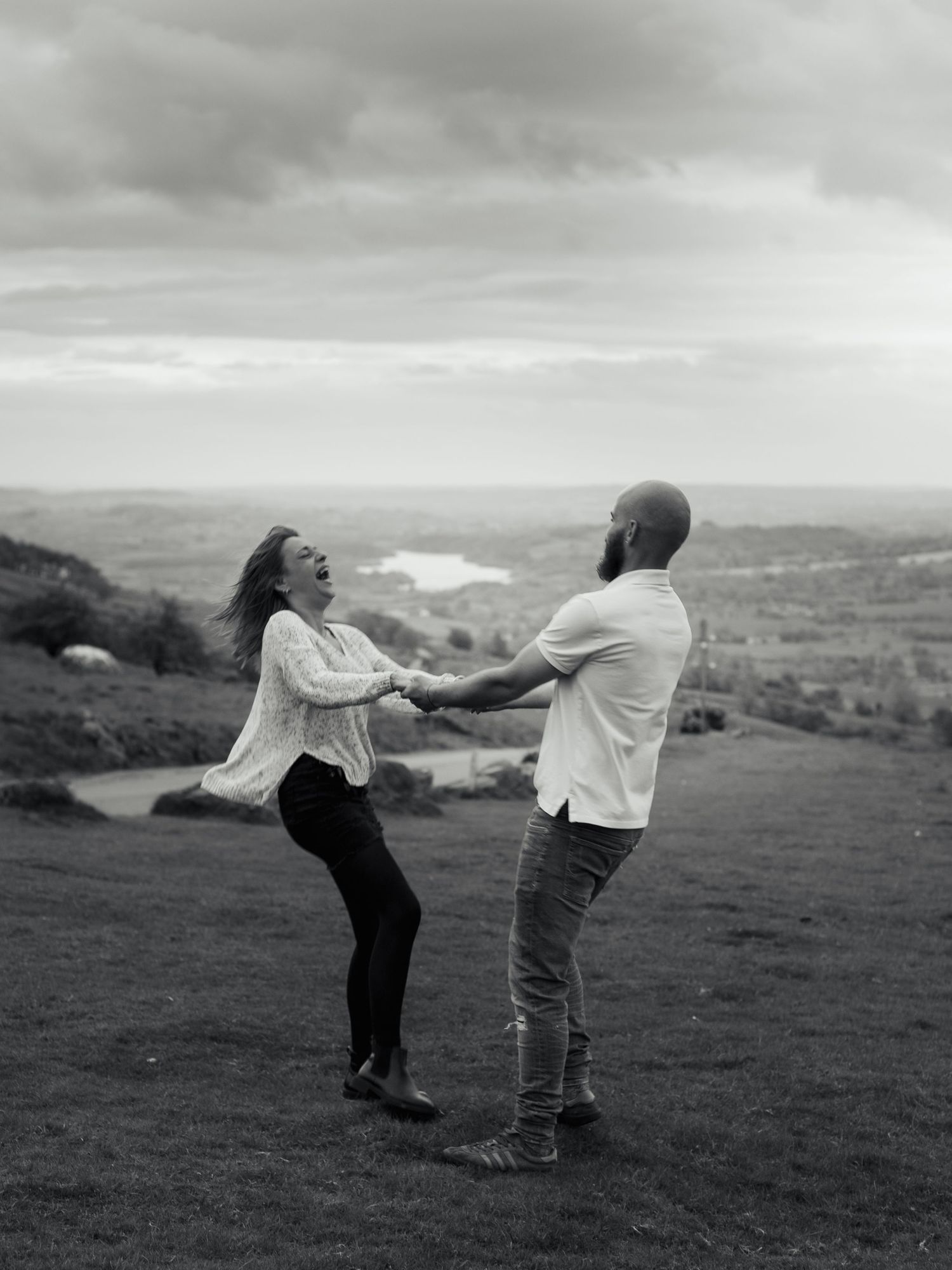 Romantic engagement session at sunset.