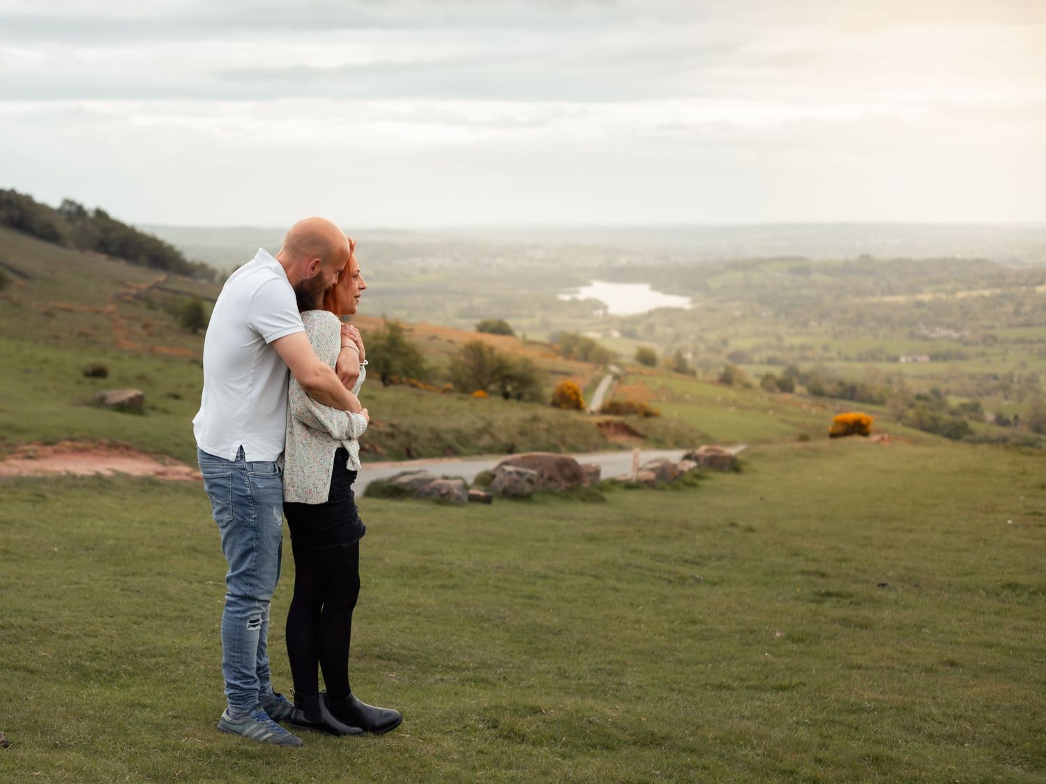 Romantic engagement session at sunset.