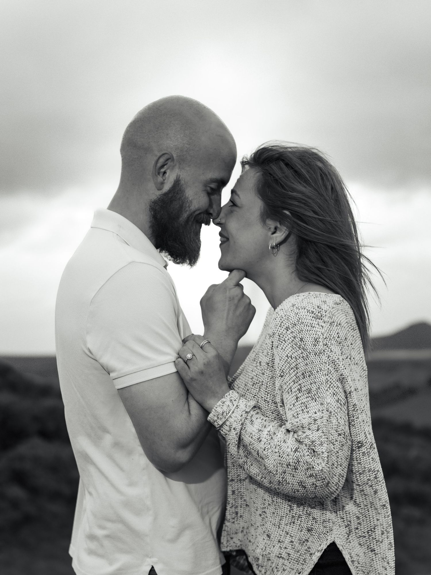 Romantic engagement session at sunset.