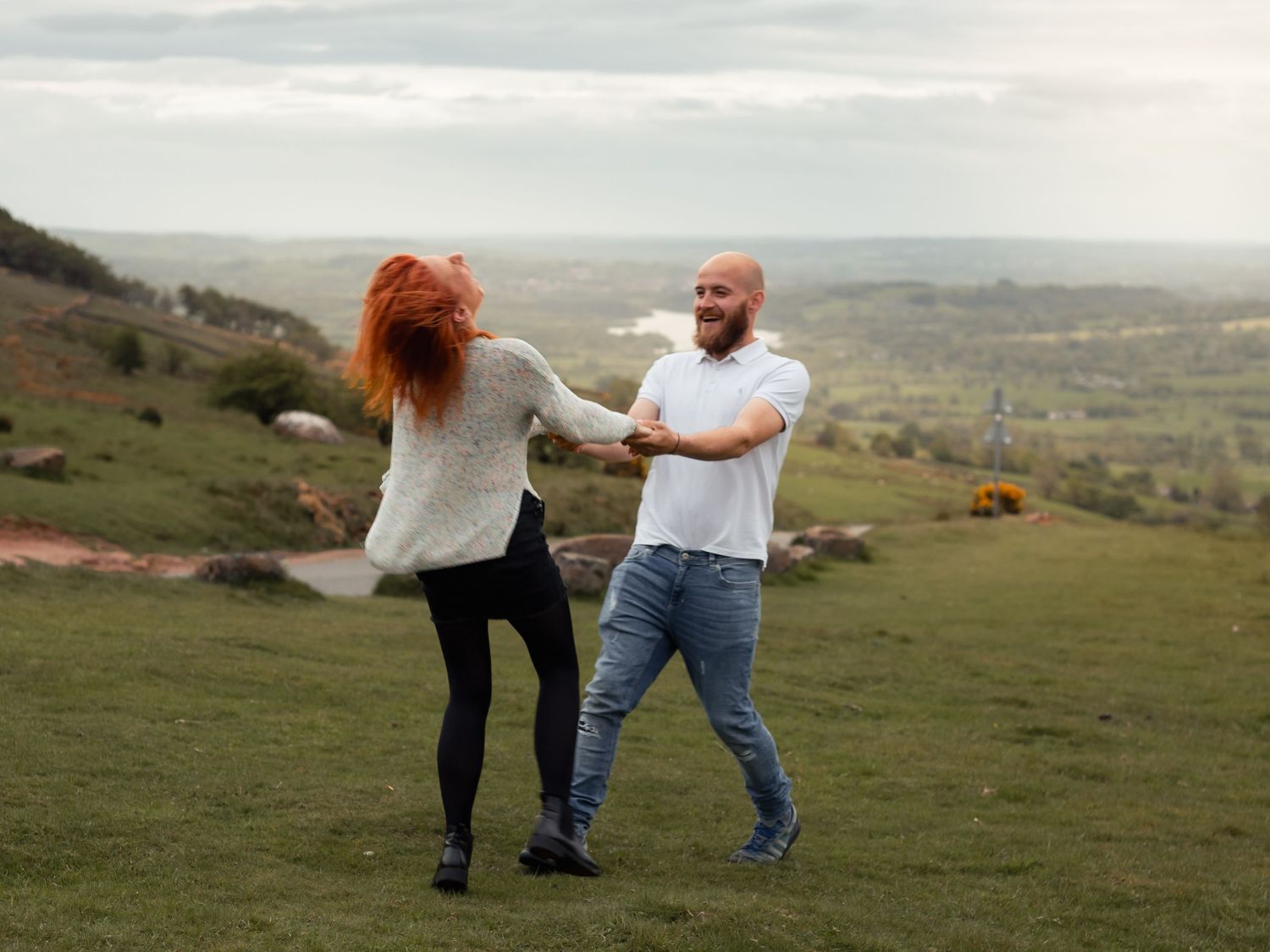 Romantic engagement session at sunset.
