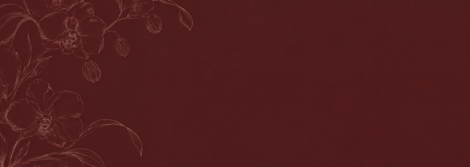Elegant dark red floral wedding background with delicate botanical line art design.