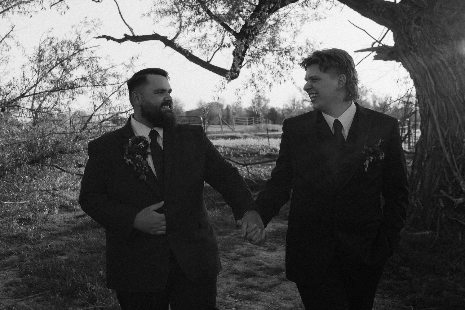 Artistic black and white sequence of wedding moments between two people.