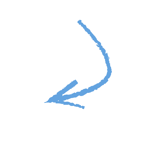 Simple blue curved arrow pointing downward.