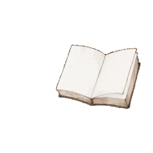 Minimalist sketches of open books arranged in a row.