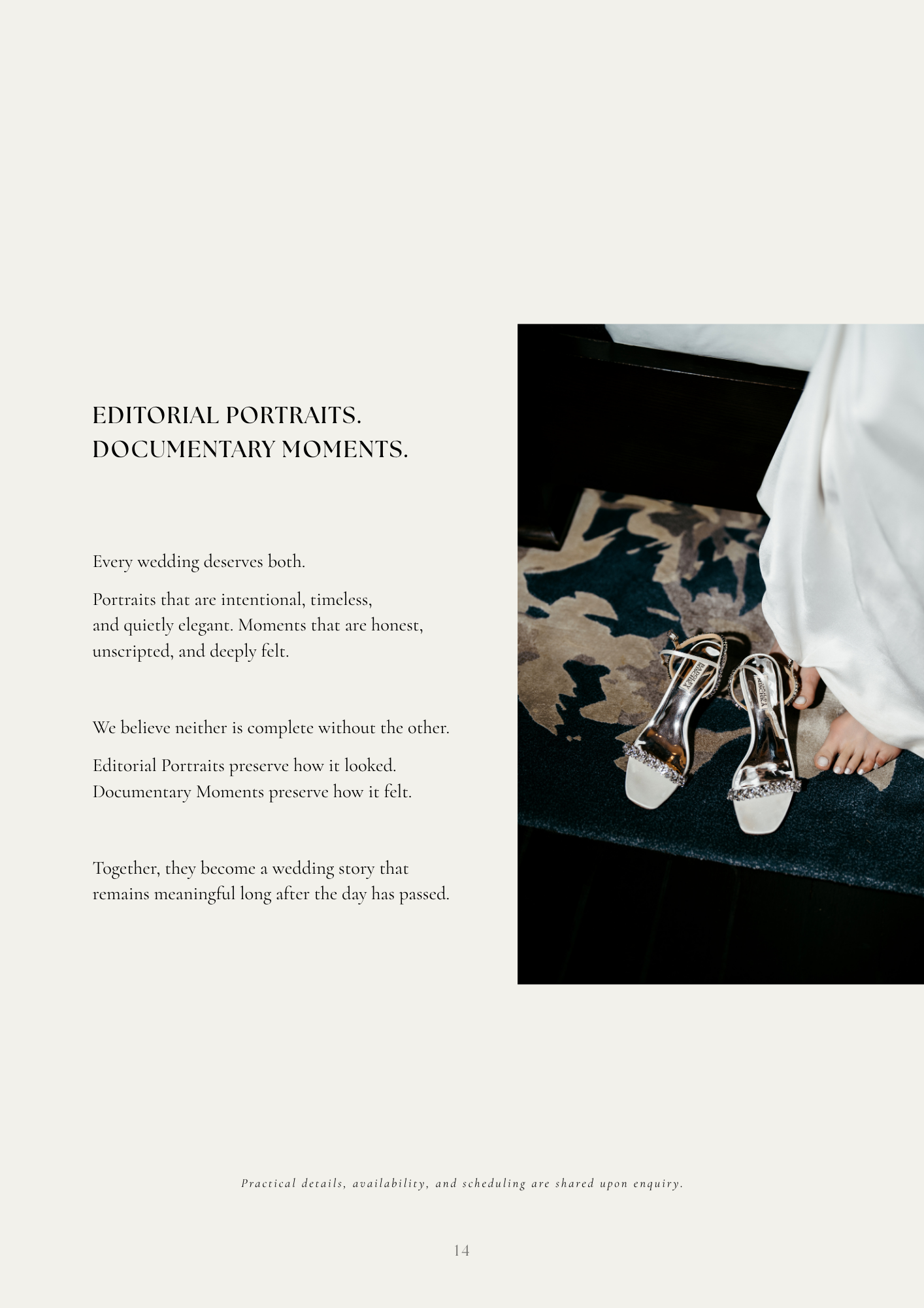 Close-up of elegant bridal heels resting on a dark floral surface, showcasing delicate strappy sandals for a wedding day.