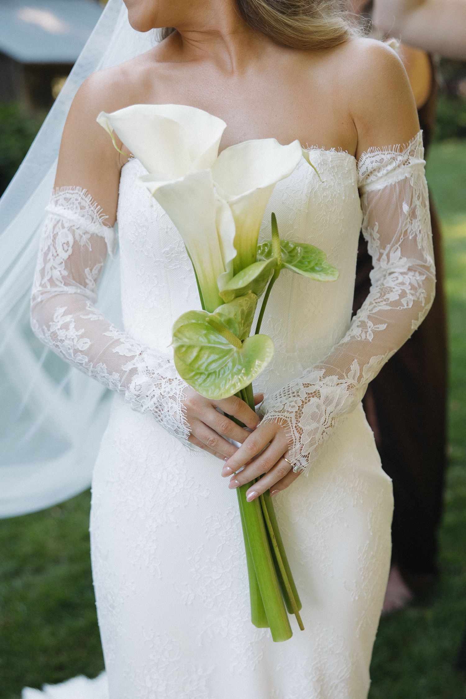 bridal floral portrait lace dress philadelphia bride philly wedding photographer