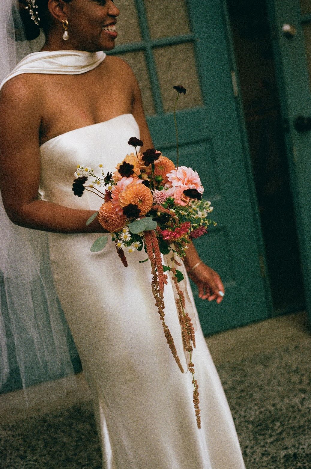 Film, floral fall bride