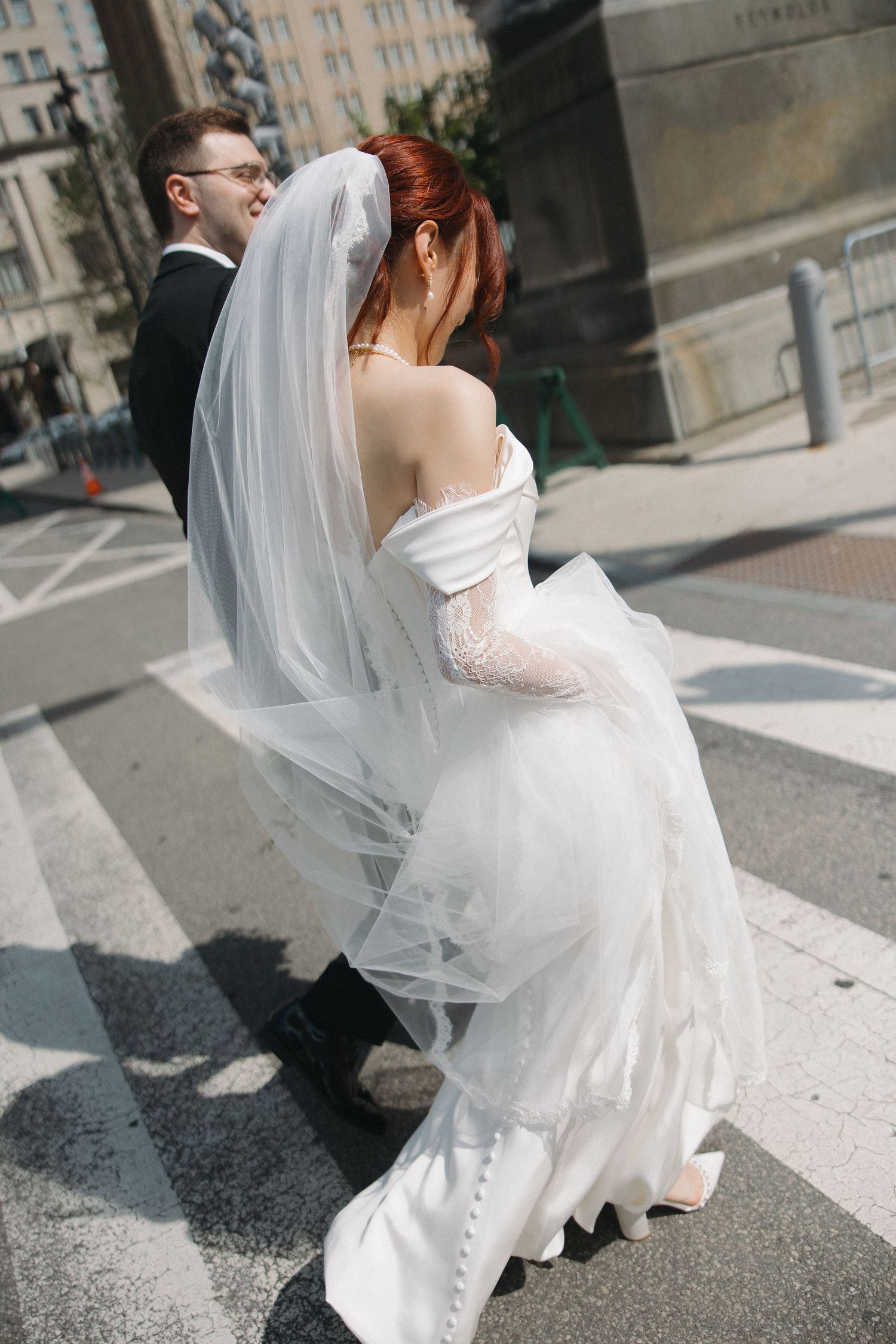 One North Broad wedding philadelphia, philly bride and groom, documentary candid portrait