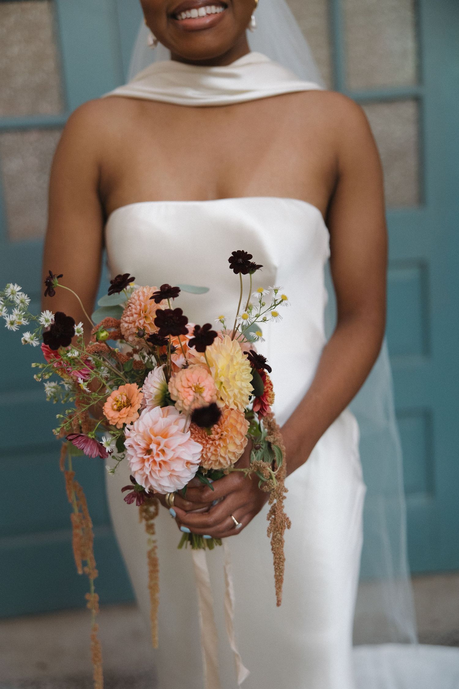 Maas Building whimsical florals bridal portrait Philadelphia wedding photography
