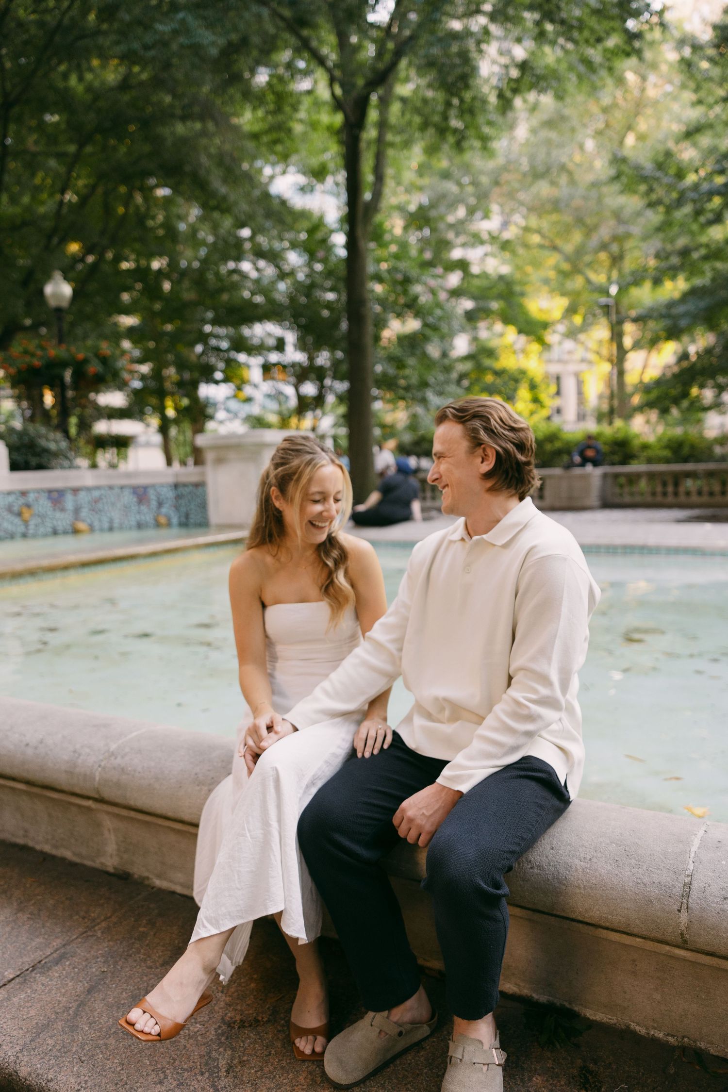 Philly Rittenhouse Square engagement session in philadelphia bride and groom