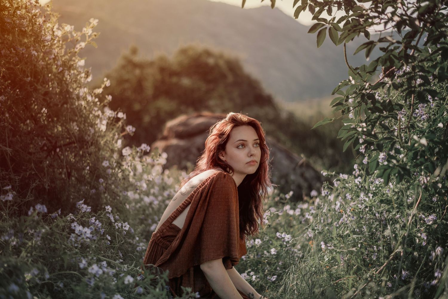 fairytale portrait of a girl in the flowers.