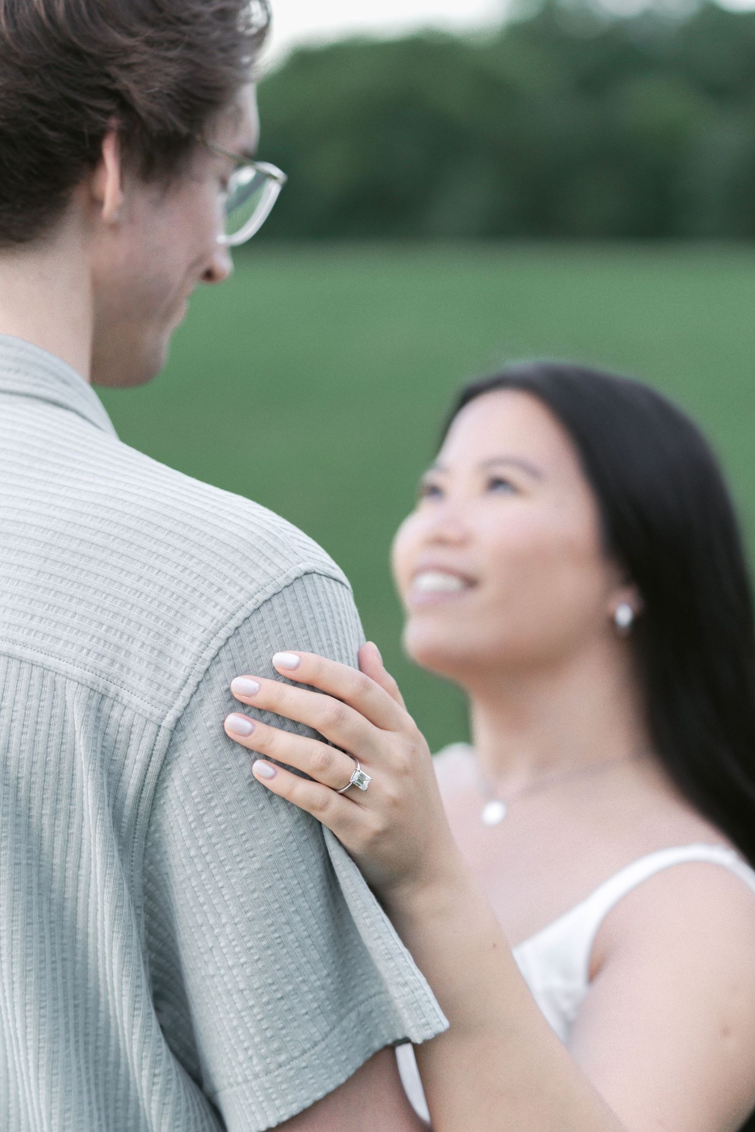 close up engagement portrait of a couple embracing during a Tennessee engagement session before there elopement