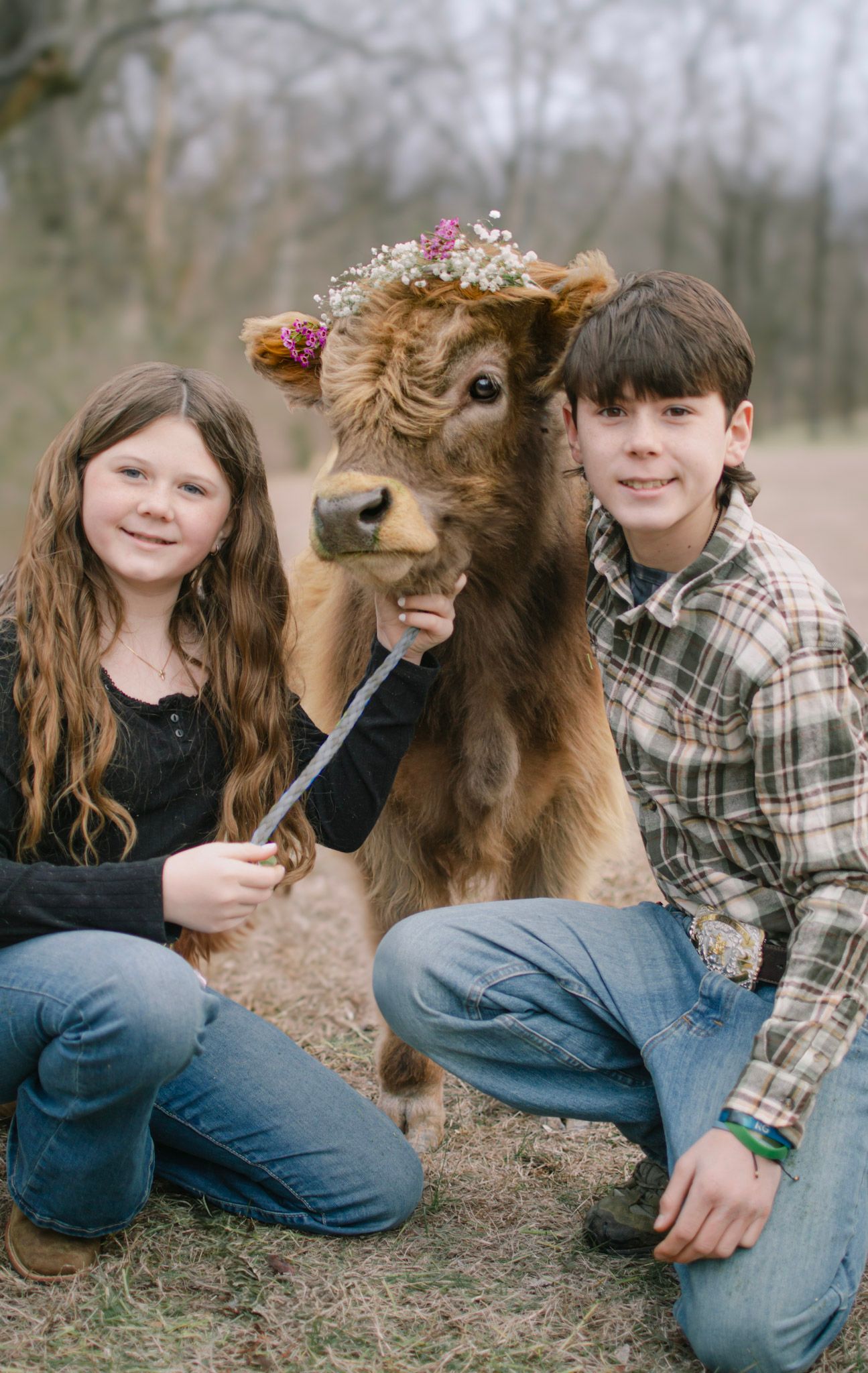Kids Toddler Babies Mini Highland Cow Vintage Cottage Core Easter Spring Photos Knoxville Maryville Loudon Lenoir City Tennessee Boutique
