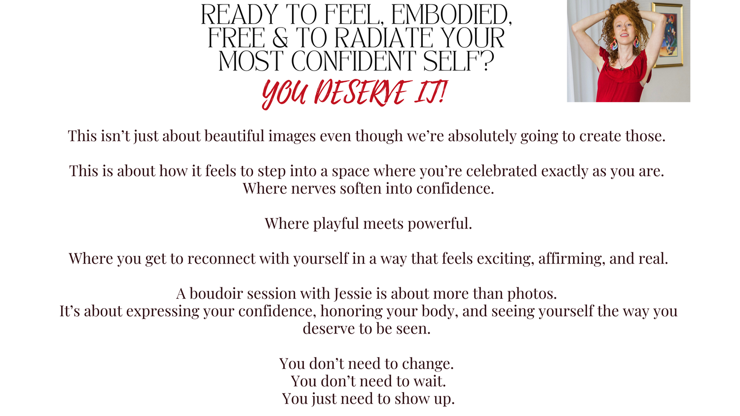 Inspirational text and graphics about self-confidence and empowerment arranged in a pink and white design layout.