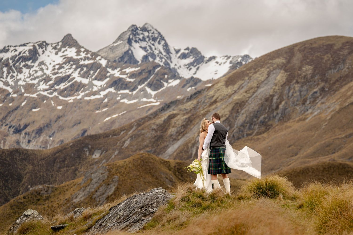 Mountain range elopement, Queenstown New Zealand.