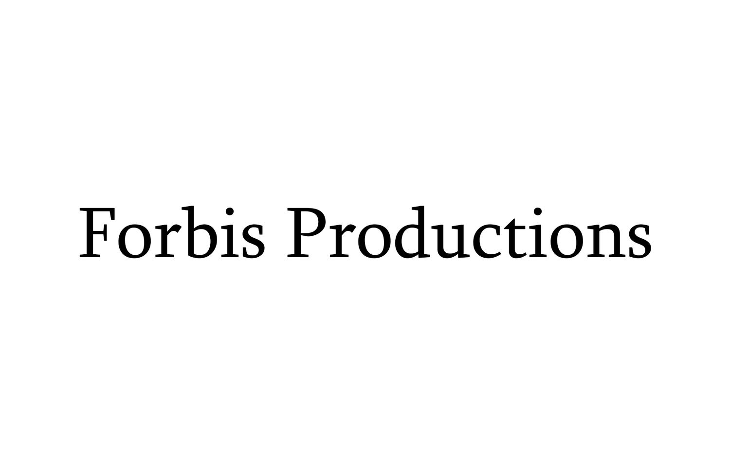 Simple black text logo for Forbis Productions against white background.