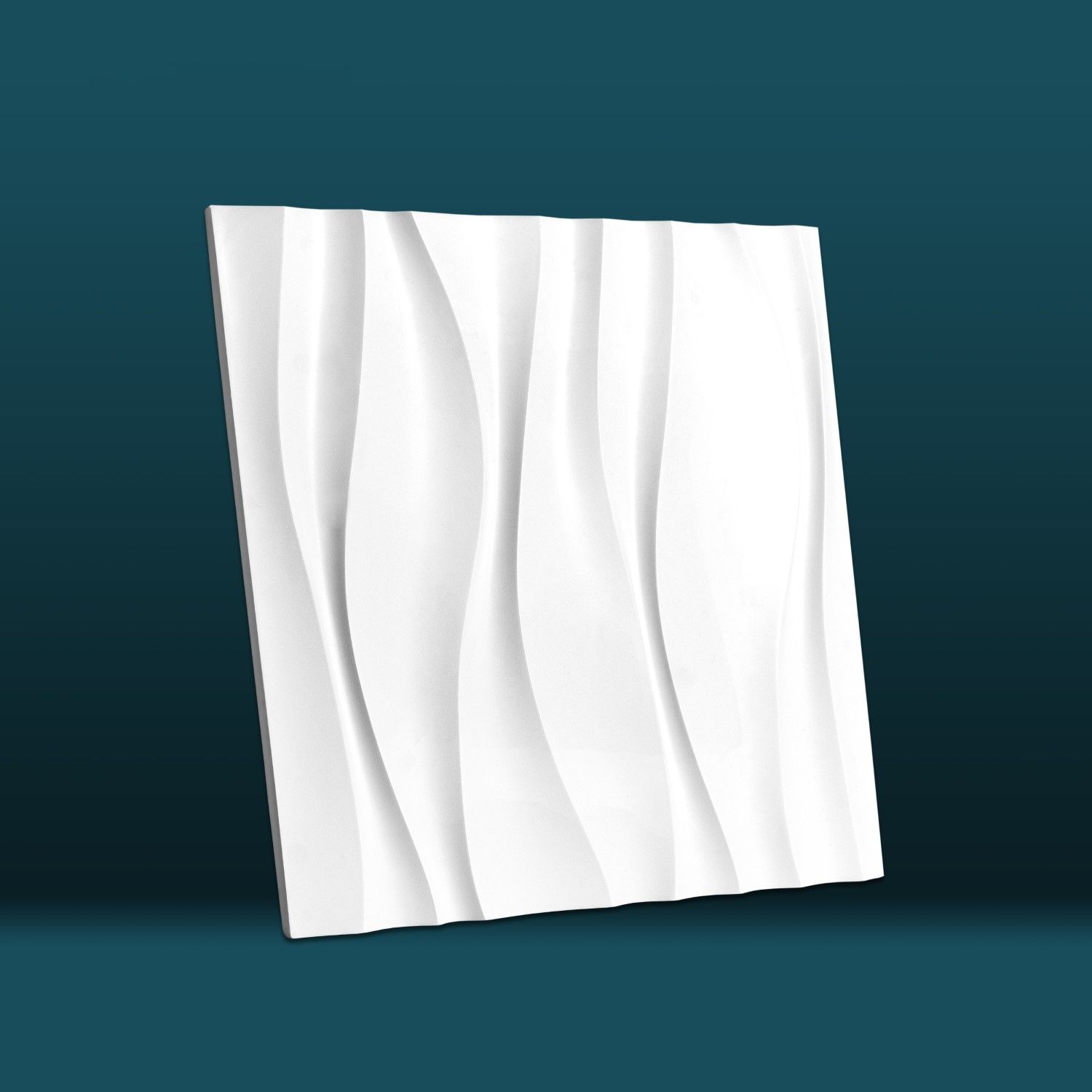 Modern white decorative wall panel with abstract folded paper design effect.