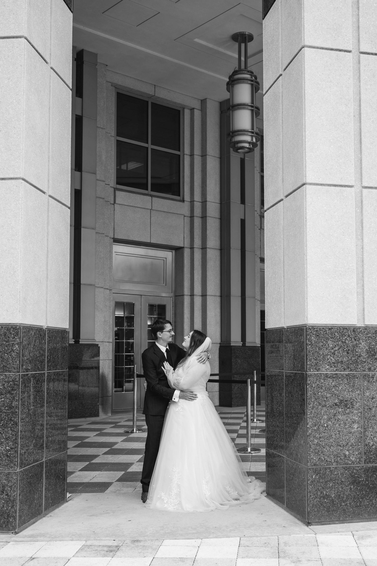 British couple celebrating their intimate Florida courthouse wedding