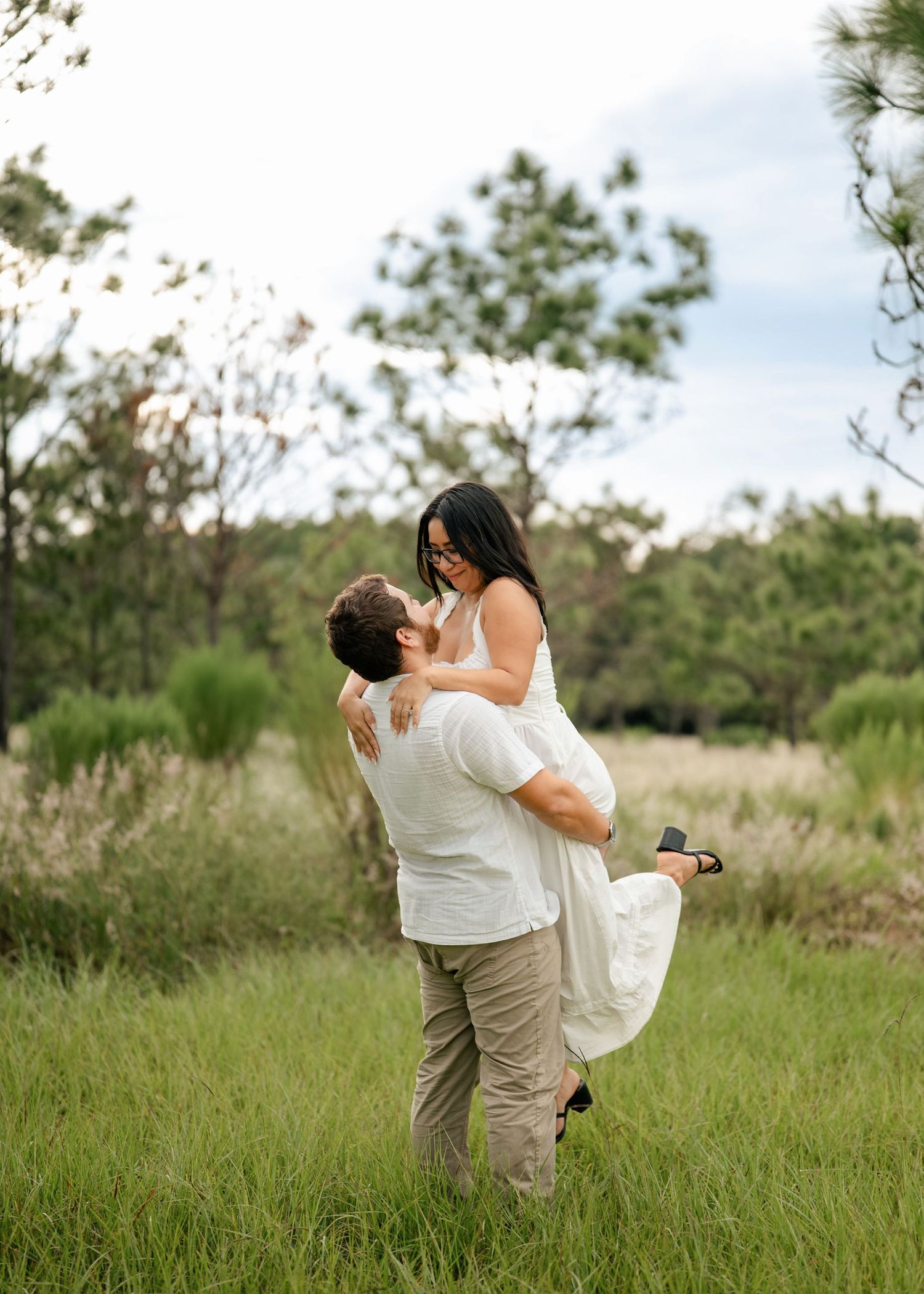 Intimate candid engagement portraits at Lake Louisa State Park Florida