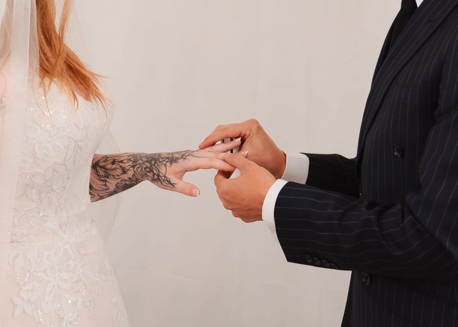 Uk elopement couple ring exchange at Orange County Courthouse